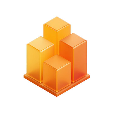 Fototapeta Orange Cubes Abstract 3D Model Design, isolated on transparent background, perfect cutout, PNG