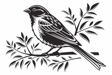 sparrow sihouette black vector