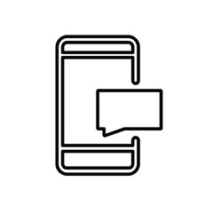 Mobile phone chat message notification vector icon isolated line outline