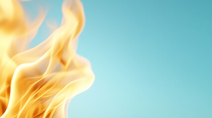 A close-up view of vibrant flames against a clear blue sky, showcasing the beauty and intensity of fire's movements and colors.