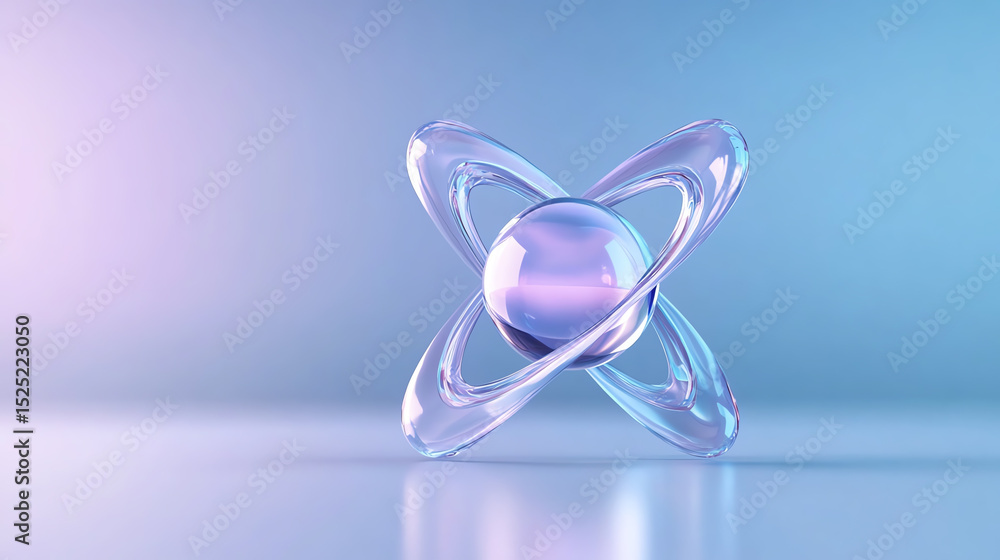 Poster A dynamic and modern representation of an atom, showcasing the intricate structure in a colorful, stylized design.