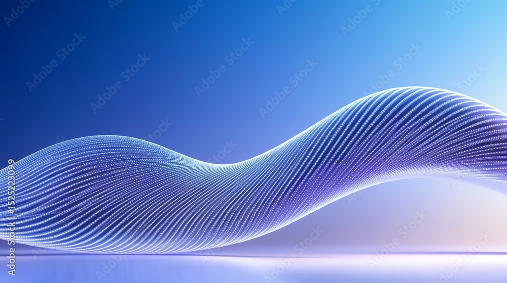 Poster A flowing wave of abstract lines in vibrant blue, showcasing a modern design suitable for digital art and backgrounds.