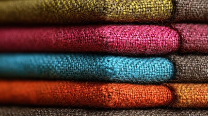 Exploring the intricate beauty of layered fabrics with diverse weaves and vibrant colors