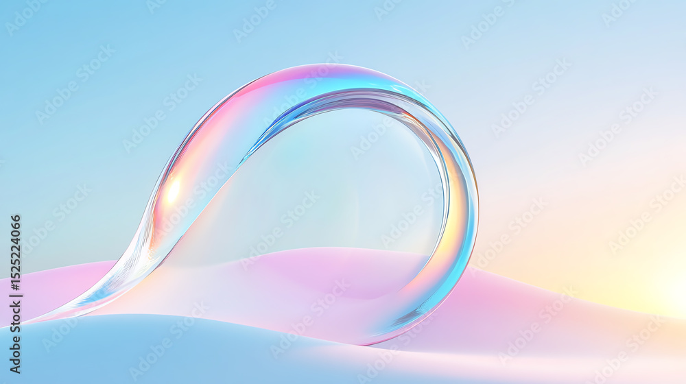 Aufkleber A serene abstract image featuring a translucent curve against a pastel background, evoking calmness and creativity.