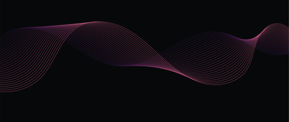 Abstract wave lines in purple pink gradient on minimalist background. Futuristic and dynamic look, perfect for tech, digital, and modern design projects.