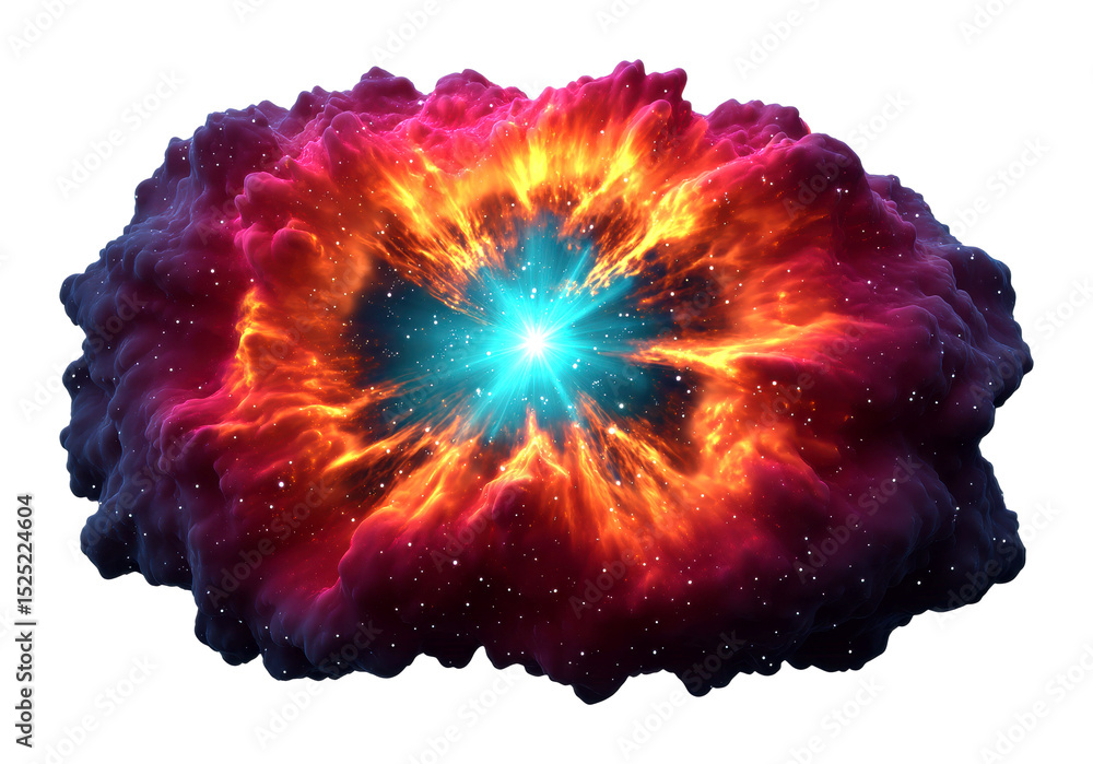 Poster cosmic explosion event outer space colorful nebula abstract view universe concept isolated on transp