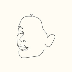 Hand drawn a face one line art