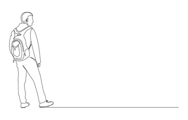 Backpacker Walking - Line Art, Back to school concept
