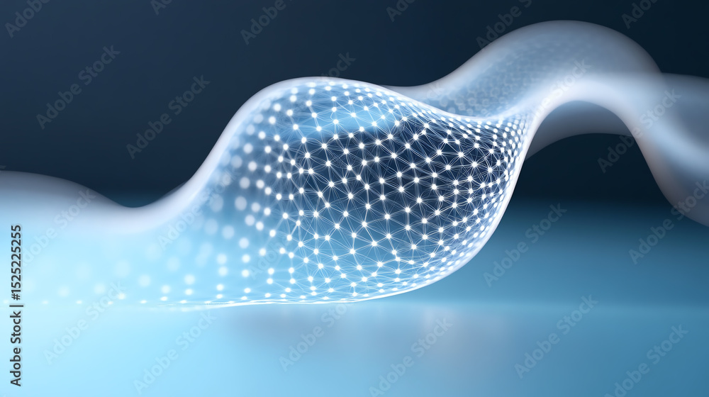 Aufkleber A stunning visual representation of digital waves with glowing points, symbolizing connections in the tech world.