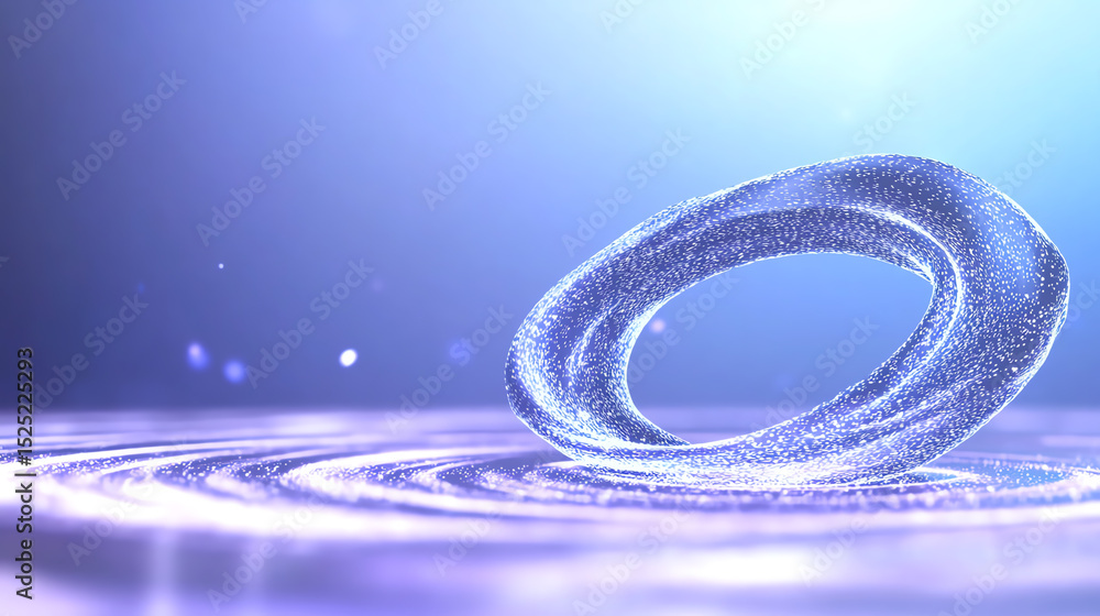Poster a stunning visualization of a glowing water droplet creating ripples in a serene environment, symbol