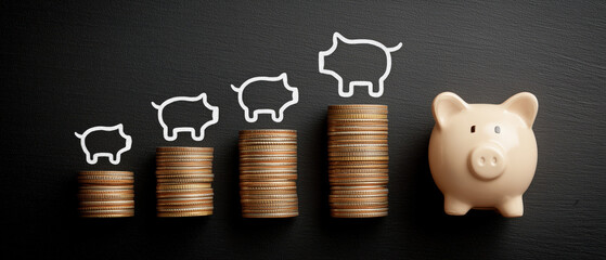 Smart Savings Growing Wealth with Piggy Banks and Coins