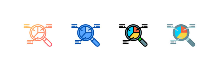 Search Analysis icon set multiple style collection