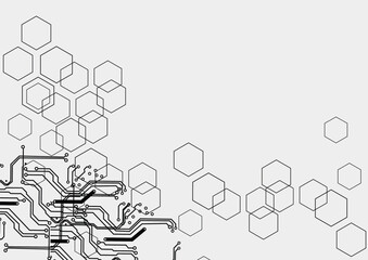 Abstract Vector Circuit and Hexagon Technology Design Background.Technology Background. Vector Illustration Design
