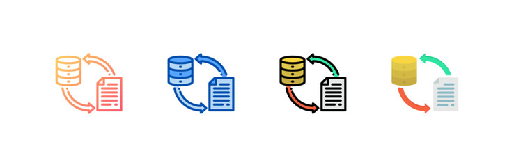 Data Transformation icon set multiple style collection