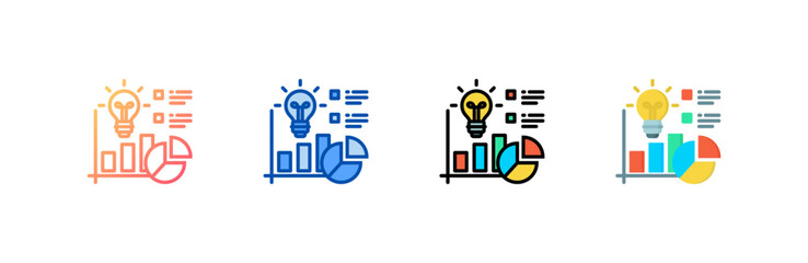 Business Intelligence icon set multiple style collection