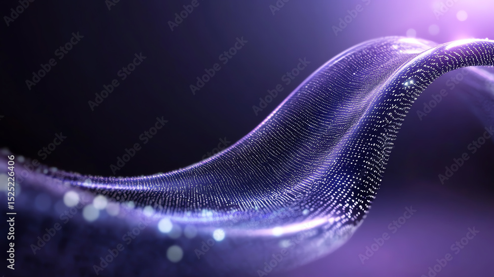 Aufkleber Abstract digital wave pattern in purple hues, showcasing innovative design with shimmering lights and modern aesthetics.