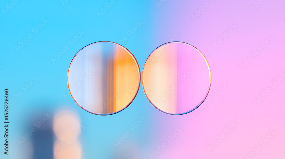 Poster abstract image featuring colorful gradients through circular lenses, showcasing vibrant hues against