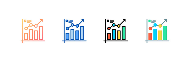 Statistics icon set multiple style collection