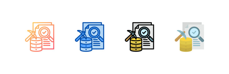 Text Mining icon set multiple style collection