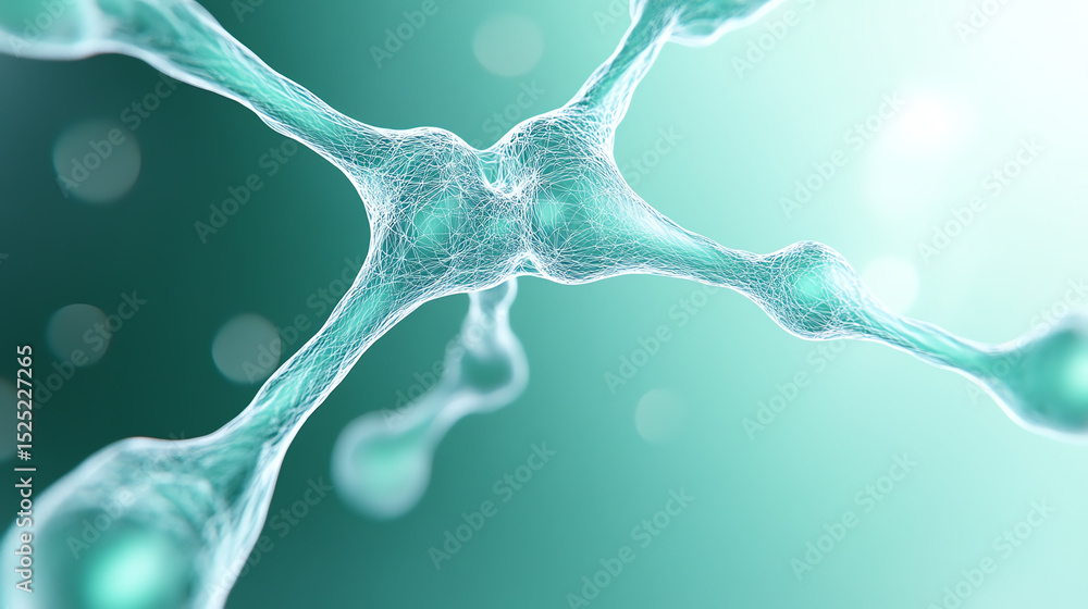 Poster close-up view of molecular structure showcasing intricate connections and vibrant colors, symbolizin