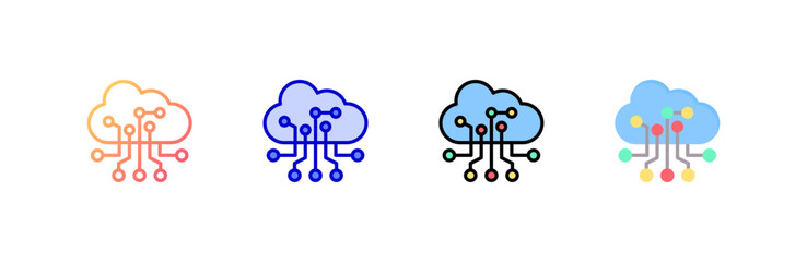 Obraz premium Cloud Computing icon set multiple style collection