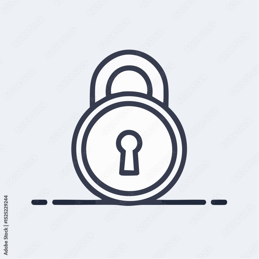 Poster minimalist illustration of a simple padlock icon with a keyhole on a light background