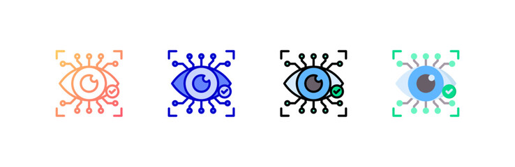Eye Scan icon set multiple style collection