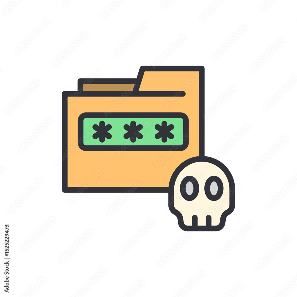 Aufkleber vulnerable file sharing and data breach concept with security risk