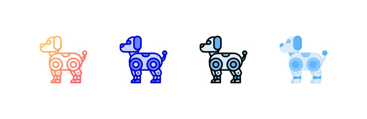 Robotic icon set multiple style collection