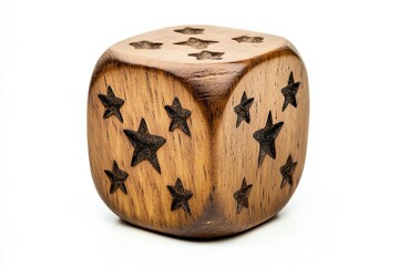 Rounded Wooden Dice with Etched Star Motif