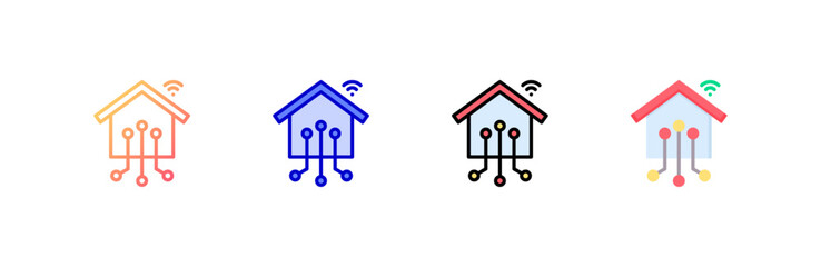 Smart House icon set multiple style collection