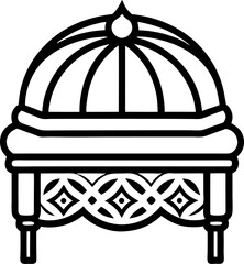 Ottoman vector line art icon ,black and white , white background 