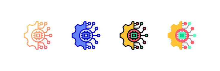Artificial Intelligence icon set multiple style collection