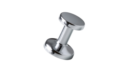 Chrome barbell for piercing: A gleaming, isolated chrome barbell, reflecting the light, perfect for body modification, with a sleek, modern aesthetic.