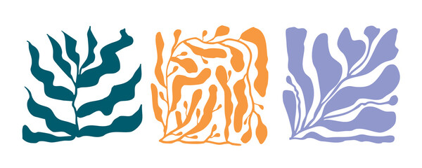 wavy groovy flower element object in Matisse naive style