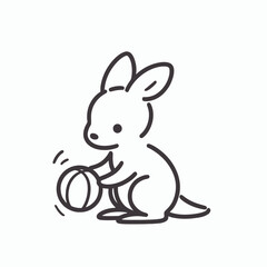 Obraz premium Kangaroo playing with a ball in a simple line art style 