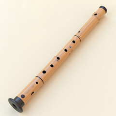 Naklejka premium Detailed image of a shakuhachi flute, a traditional Japanese musical instrument