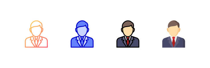 Businessman icon set multiple style collection