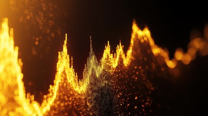D golden stock graph rising steeply on matte black background, symbol of market gains and economic uptrend