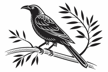 bowerbird sihouette black vector
