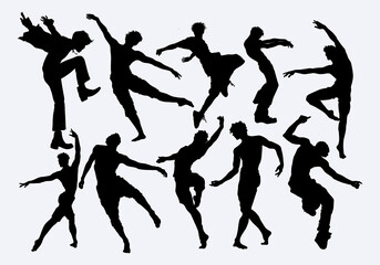 Dance dynamic pose silhouette vector collection vector clip art poster sticker element solated editable