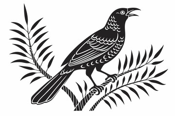 bowerbird sihouette black vector