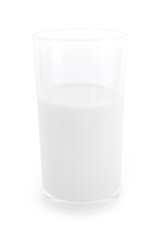 glass of milk on white background.