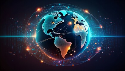 Obraz premium global connectivity around the world the concept of bringing the world closer together with new technology