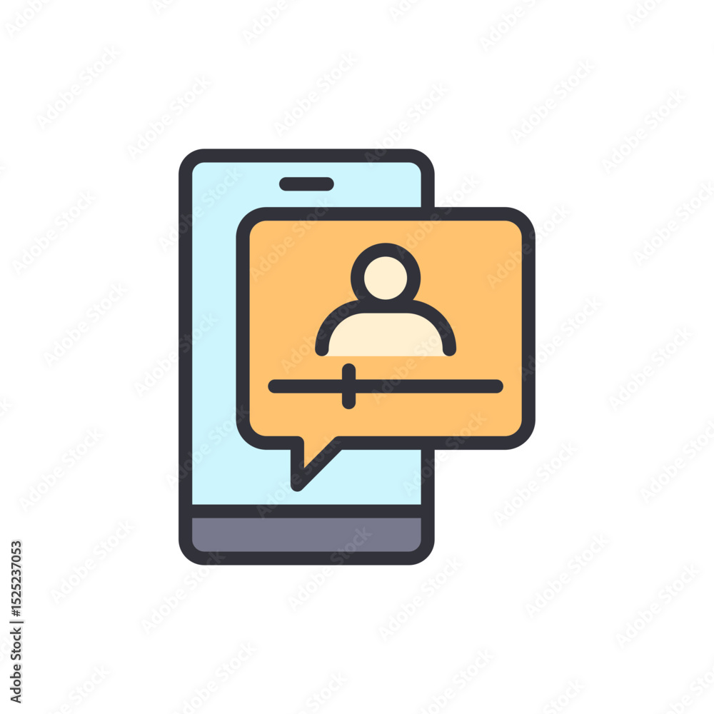 Poster live video call notification on mobile phone with transparent background