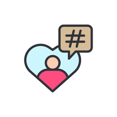Love Social Media Engagement With Heart And Hashtag Symbol Illustration
