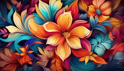 flower power a vibrant abstract floral pattern featuring a mix o