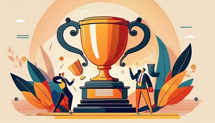 employee recognition an illustration of a trophy or a certificat