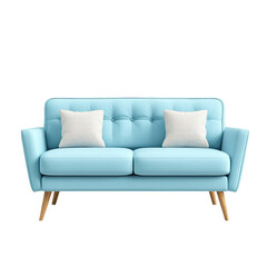 Stylish Blue Sofa with Tufted Design and Soft Cushions for Living Room