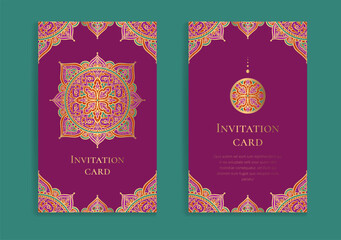 Luxury invitation card design with vector mandala pattern. Vintage ornament template. Can be used for background and wallpaper. Elegant and classic vector elements great for decoration.